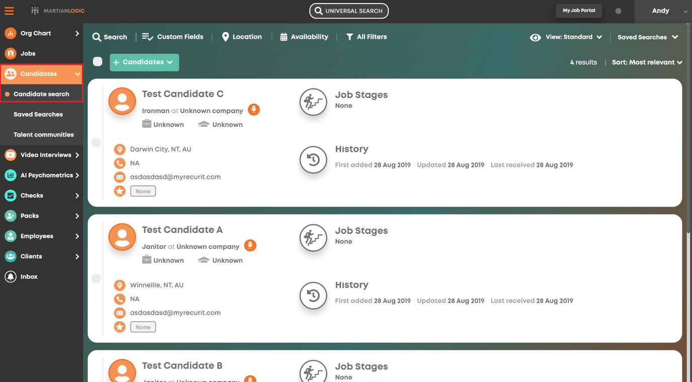 Exporting Candidates/Employees Data